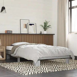 vidaXL Cadre de lit sonoma gris 100x200 cm bois d'ingénierie et métal pas cher