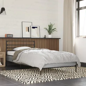vidaXL Cadre de lit sonoma gris 100x200 cm bois d'ingénierie et métal pas cher
