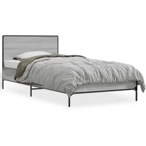 VidaXL Bedframe bewerkt hout en metaal grijs sonoma eiken 75x190 cm845560
