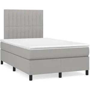 vidaXL Sommier à lattes de lit matelas LED gris clair 120x190 cm tissu pas cher