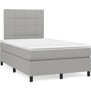 vidaXL Sommier à lattes de lit matelas LED gris clair 120x190 cm tissu pas cher