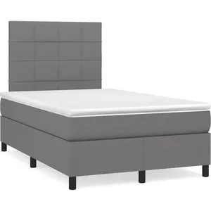 vidaXL Sommier à lattes de lit matelas LED gris foncé 120x190 cm tissu pas cher