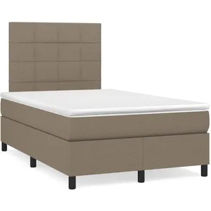 vidaXL Sommier à lattes de lit matelas et LED taupe 120x190 cm tissu pas cher