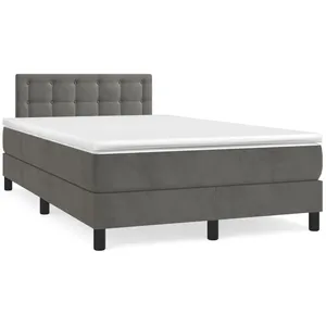 vidaXL Sommier à lattes de lit avec matelas LED gris foncé 120x190 cm pas cher