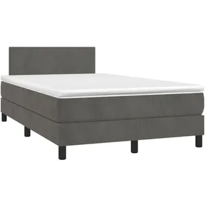 vidaXL Sommier à lattes de lit avec matelas LED gris foncé 120x190 cm pas cher