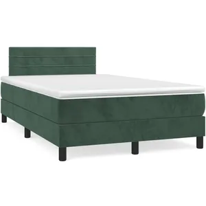 vidaXL Sommier à lattes de lit avec matelas LED vert foncé 120x190 cm pas cher