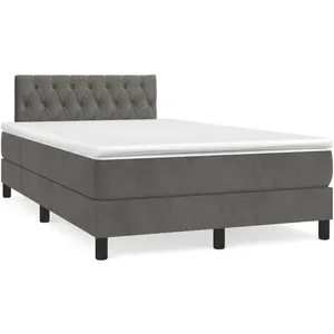 vidaXL Sommier à lattes de lit avec matelas LED gris foncé 120x190 cm pas cher