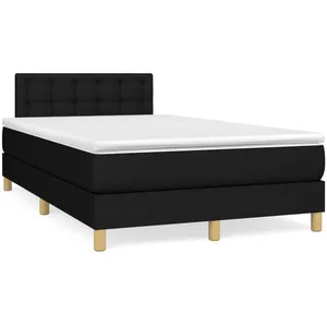 vidaXL Sommier à lattes de lit matelas et LED noir 120x190 cm tissu pas cher
