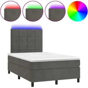 vidaXL Sommier à lattes de lit avec matelas LED gris foncé 120x190 cm pas cher
