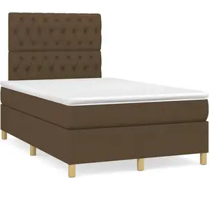 vidaXL Sommier à lattes de lit matelas et LED marron foncé 120x190 cm pas cher