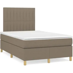 vidaXL Sommier à lattes de lit matelas et LED taupe 120x190 cm tissu pas cher