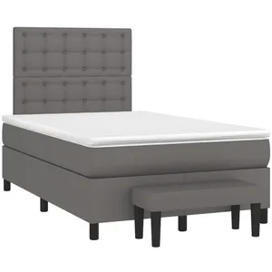 vidaXL Sommier à lattes de lit avec matelas gris 120x190 cm similicuir pas cher