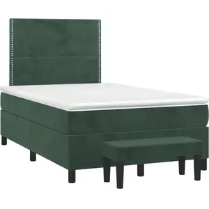 vidaXL Sommier à lattes de lit avec matelas vert foncé 120x190 cm pas cher