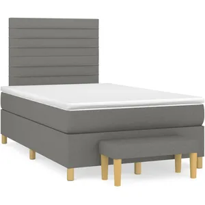 vidaXL Sommier à lattes de lit avec matelas noir 120x190 cm tissu pas cher