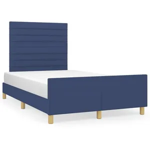 vidaXL Cadre de lit avec tête de lit bleu 120x190 cm tissu pas cher