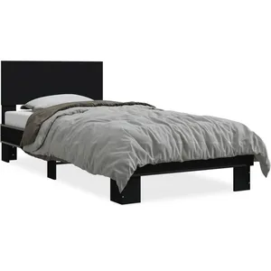 vidaXL Cadre de lit noir 75x190 cm bois d'ingénierie et métal pas cher