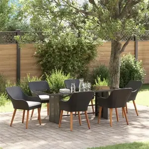 Comparateur de prix : vidaXL Ensemble de salle à manger de jardin 7 pièces Noir Poly Rotin