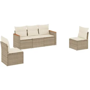 Comparateur de prix : vidaXL Salon de jardin avec coussins 5 pcs beige résine tressée