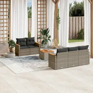 vidaXL Salon de jardin 6 pcs avec coussins gris résine tressée pas cher