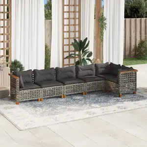 vidaXL Salon de jardin 6 pcs avec coussins gris résine tressée pas cher