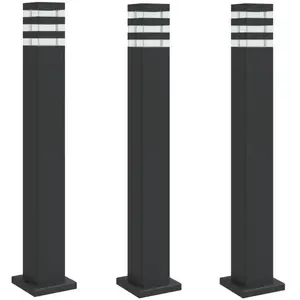Comparateur de prix : vidaXL Lampadaires d'extérieur 3 pcs noir 80 cm aluminium