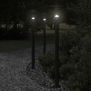 Comparateur de prix : vidaXL Lampadaires d'extérieur 3 pcs noir 100 cm acier inoxydable