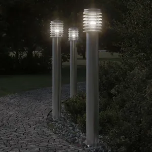 Comparateur de prix : vidaXL Lampadaires d'extérieur 3 pcs argenté 110 cm acier inoxydable