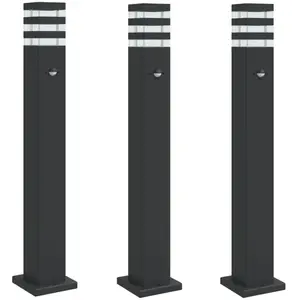 Comparateur de prix : vidaXL Lampadaires d'extérieur avec capteur 3 pcs noir 80 cm aluminium