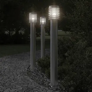 Comparateur de prix : vidaXL Lampadaires d'extérieur et sortie 3pcs argenté acier inoxydable