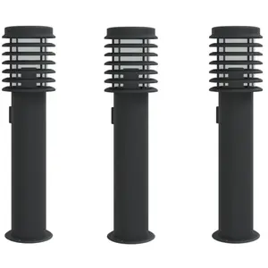 Comparateur de prix : vidaXL Lampadaires d'extérieur avec sortie 3 pcs noir acier inoxydable