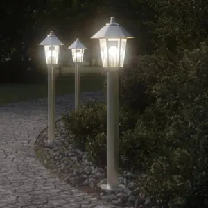 Comparateur de prix : vidaXL Lampadaire d'extérieur argenté 80 cm acier inoxydable