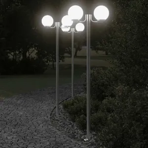 Comparateur de prix : vidaXL Lampadaires d'extérieur 3 pcs argenté 215 cm acier inoxydable
