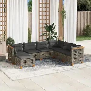 vidaXL Salon de jardin avec coussins 7 pcs gris résine tressée pas cher