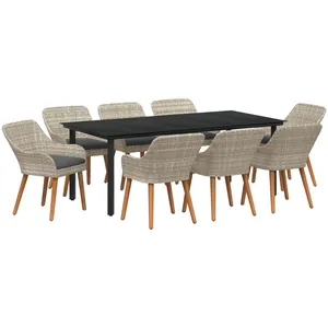 Comparateur de prix : vidaXL Ensemble de salle à manger 9 pcs Gris clair et noir