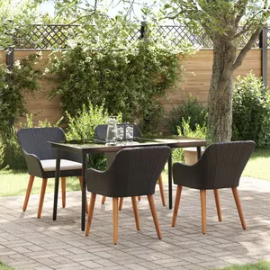 vidaXL Ensemble de salle à manger pour jardin 5 pcs Noir polyrotin pas cher