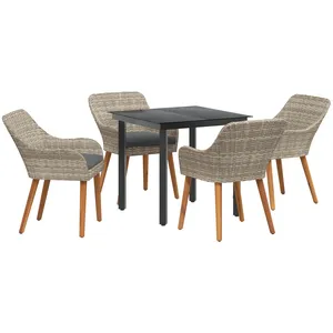 vidaXL Ensemble de salle à manger 5 pcs Gris clair et noir Moyen pas cher