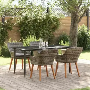 vidaXL Ensemble repas jardin 5 pièces Gris Poly Rattan pas cher