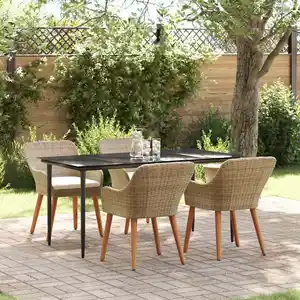Vidaxl - Ensemble De Salle À Manger Pour Jardin 5 Pcs Beige Polyrotin pas cher