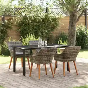 vidaXL Ensemble de salle à manger de jardin 5 pièces en rotin gris pas cher