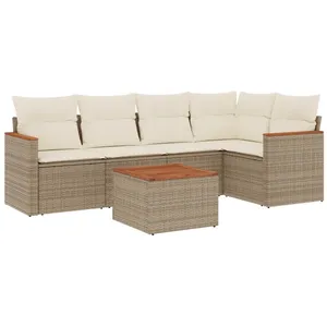 vidaXL Salon de jardin avec coussins 6 pcs beige résine tressée pas cher