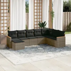 vidaXL Salon de jardin 8 pcs avec coussins gris résine tressée pas cher