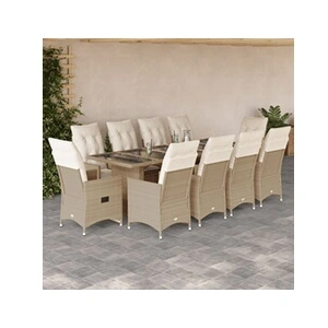 Comparateur de prix : vidaXL Ensemble de bistro de jardin 11 pcs coussins beige poly rotin