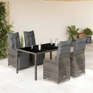 Comparateur de prix : vidaXL Ensemble de bistro de jardin 5 pcs coussins gris poly rotin