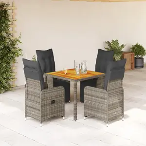 Comparateur de prix : vidaXL Ensemble de bistro de jardin 5 pcs coussins gris poly rotin