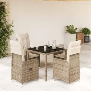vidaXL Ensemble de bistro de jardin 5 pcs coussins beige poly rotin pas cher