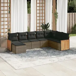 vidaXL Salon de jardin 8 pcs avec coussins gris résine tressée pas cher