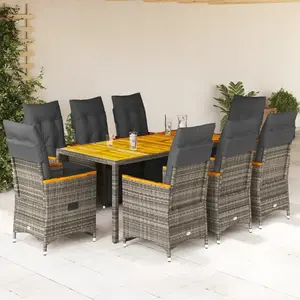 Comparateur de prix : vidaXL Ensemble de bistro de jardin 9 pcs coussins gris poly rotin
