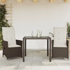 Comparateur de prix : vidaXL Ensemble de bistro 3 pcs avec coussins marron résine tressée