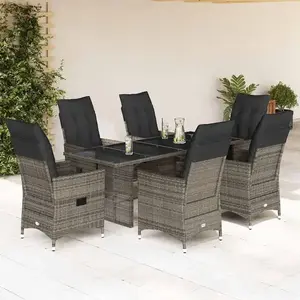 vidaXL Ensemble de jardin en rotin gris 7 pcs pas cher