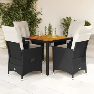 vidaXL Ensemble à manger de jardin coussins 5pcs Noir Résine tressée pas cher